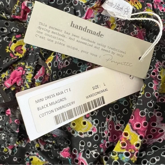 Poupette St Barth Kaia Heart One Shoulder Mini Dress in Black Multi NWT - Picture 8 of 10
